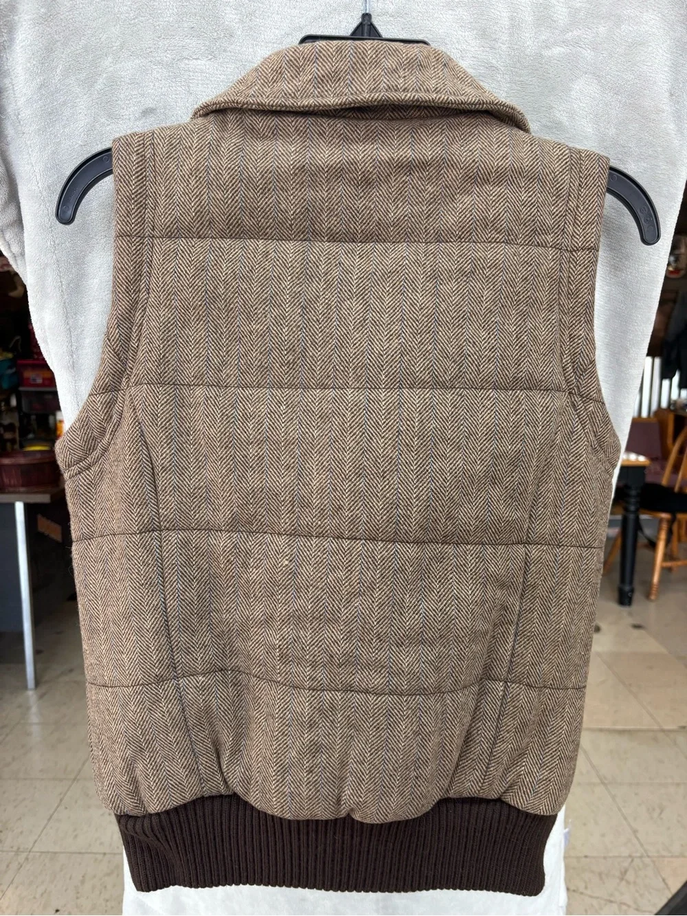 American Eagle Outfitters  Brown Herringbone Puffer Vest